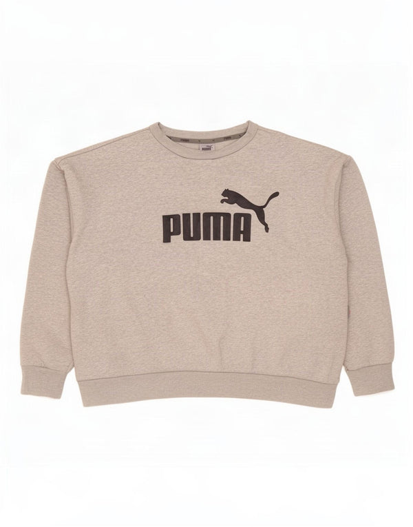 Puma Womens Graphic Sweatshirt Jumper UK 20 2XL Grey Flecked Cotton