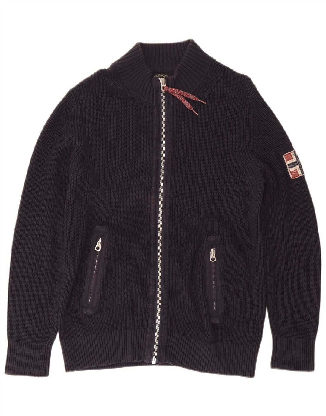 NAPAPIJRI Мужской кардиган с географическим рисунком, большой темно-синий хлопковый свитер