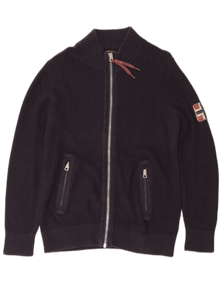 NAPAPIJRI Мужской кардиган с географическим рисунком, большой темно-синий хлопковый свитер