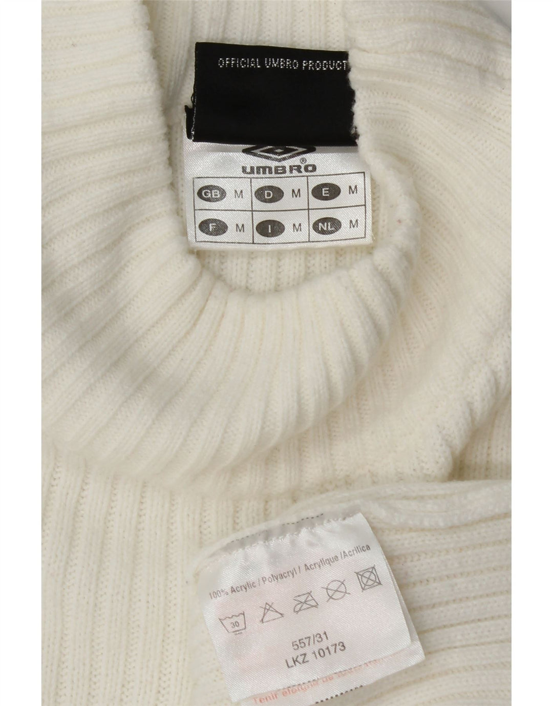 Женский свитер UMBRO с высоким воротником и рисунком, Великобритания 16, средний белый акрил