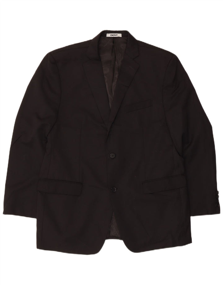 Мужской пиджак Dkny с 2 пуговицами UK 44 2XL, черная шерсть