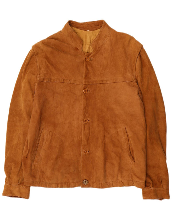 Мужская замшевая куртка VINTAGE IT 50, большая коричневая кожа