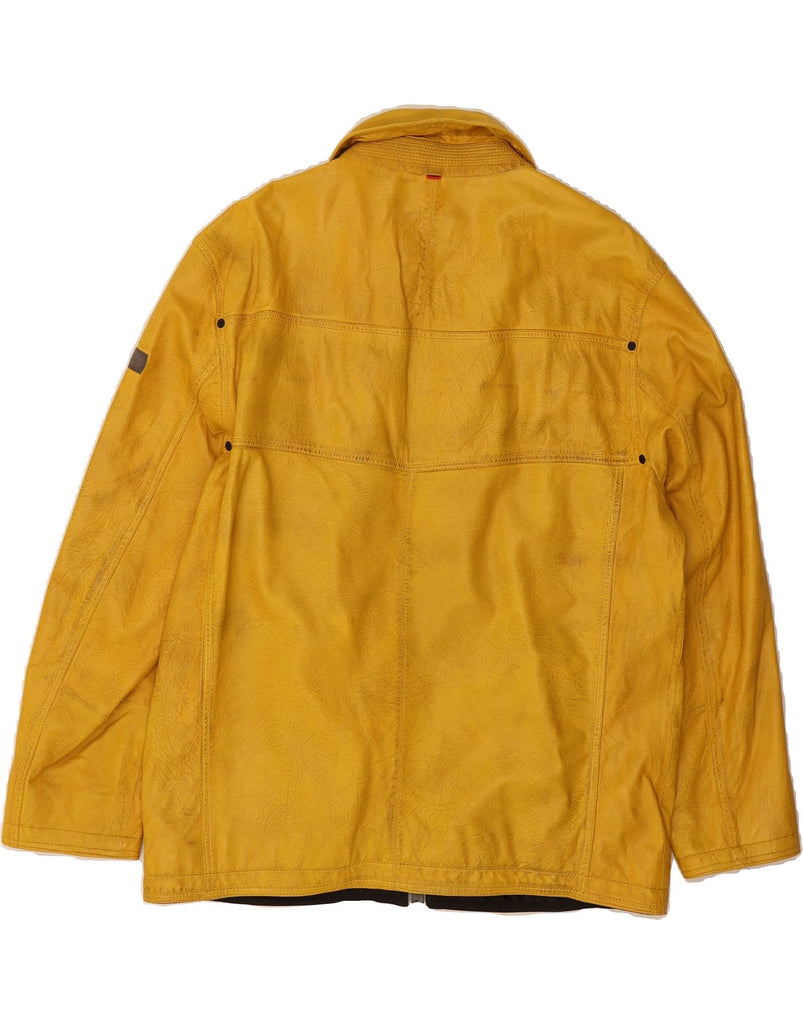 STRELLSON Mens Leather Jacket UK 42 XL Yellow Lambskin Vintage Strellson and Second-Hand Strellson from Messina Hembry 