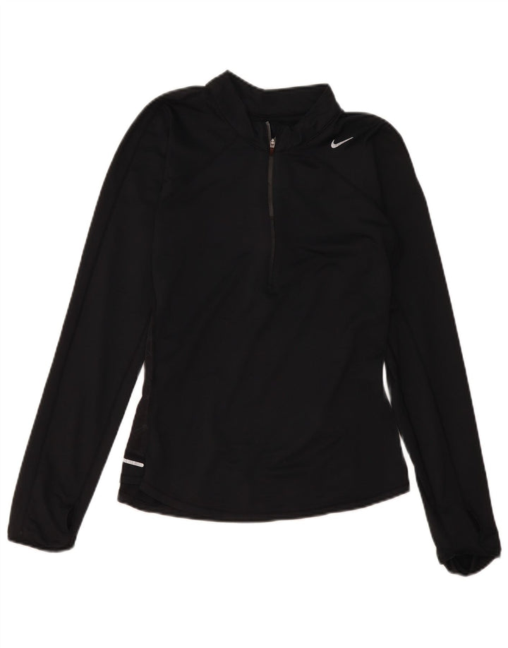 Женский спортивный костюм-пуловер с воротником на молнии Nike Dri Fit UK 12, средний черный