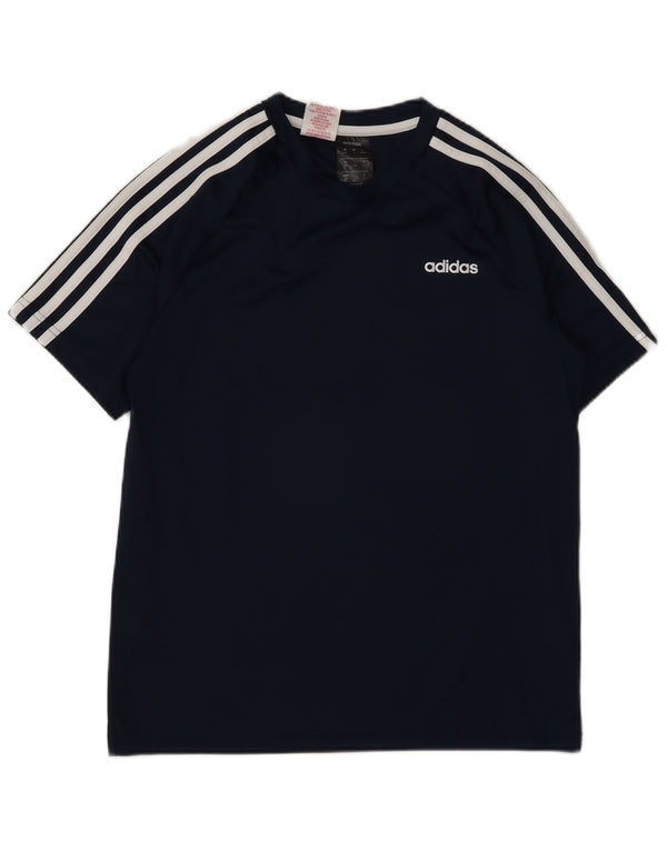 Футболка Adidas для мальчиков, топ 13-14 лет, темно-синий, полиэстер, спортивная