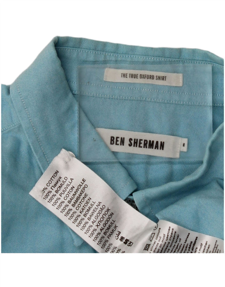 BEN SHERMAN Мужская рубашка из хлопка среднего синего цвета