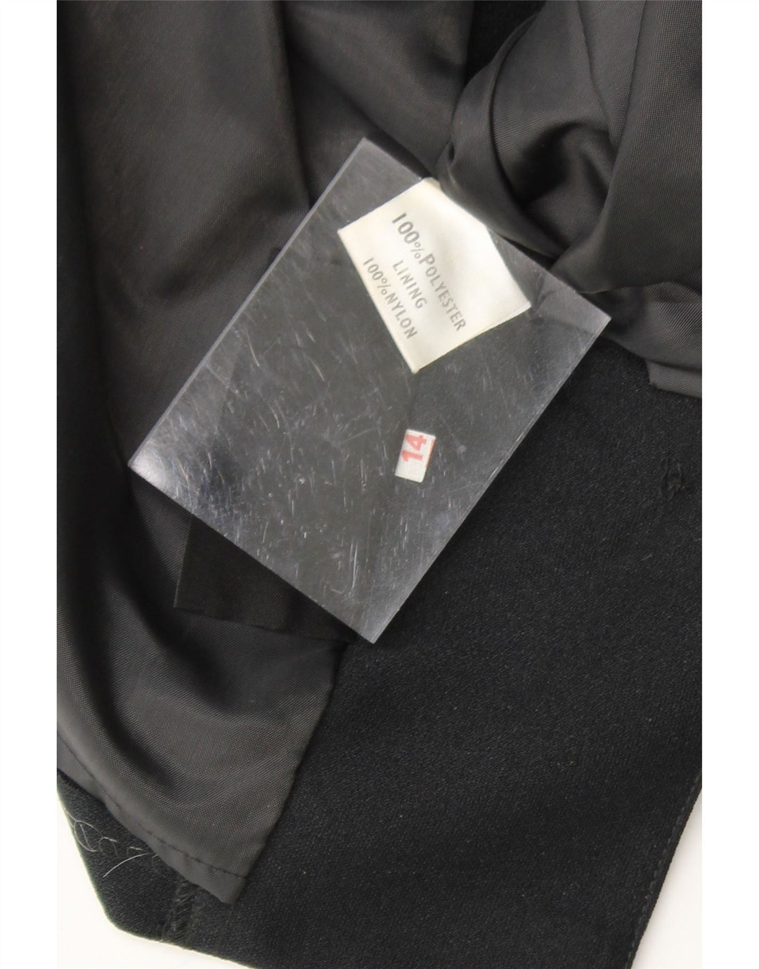 VINTAGE Womens 3 Button Blazer Jacket UK 14 Large Black Polyester Vintage Vintage and Second-Hand Vintage from Messina Hembry 