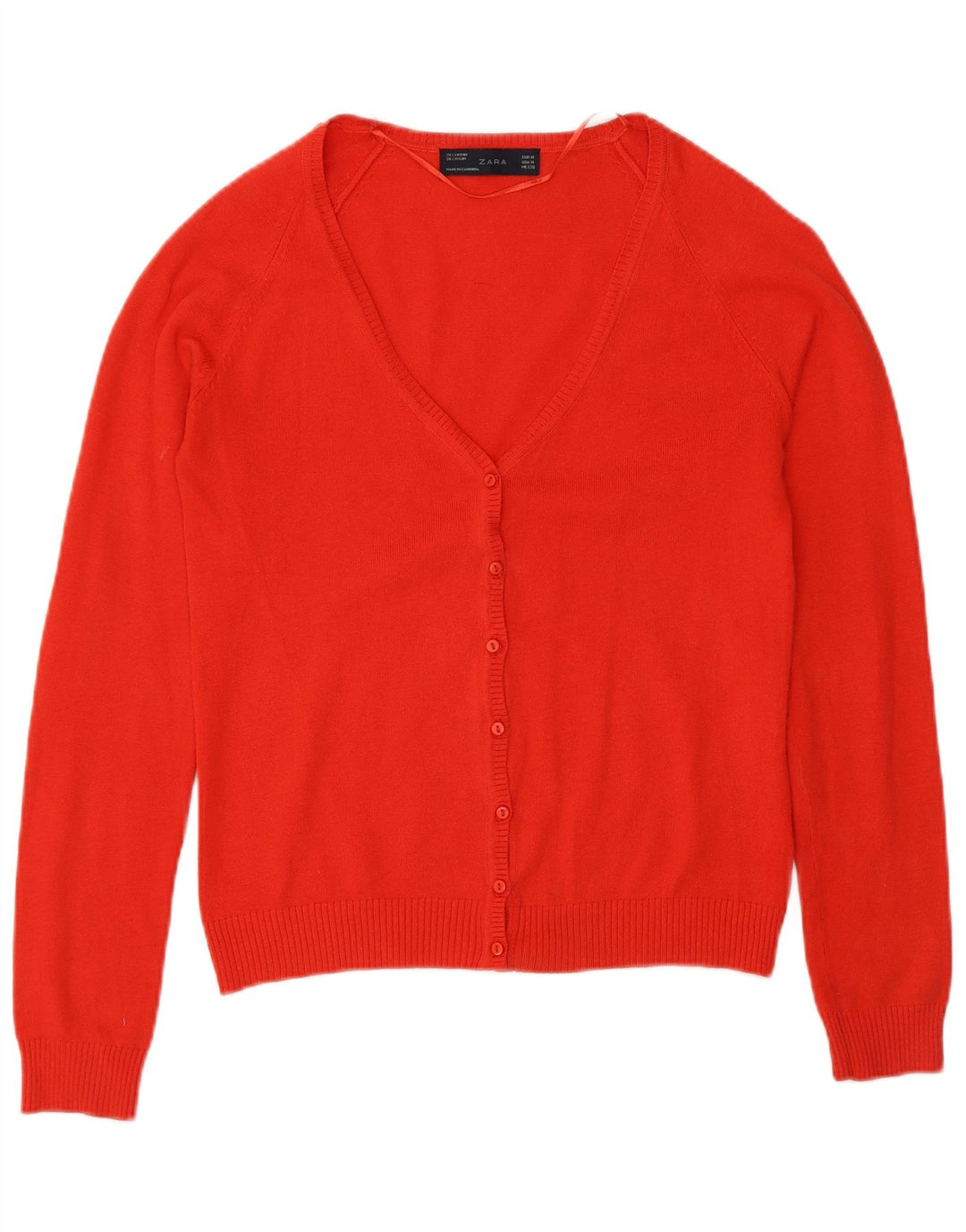 Женский кардиган Zara UK 12, хлопковый средний красный цвет