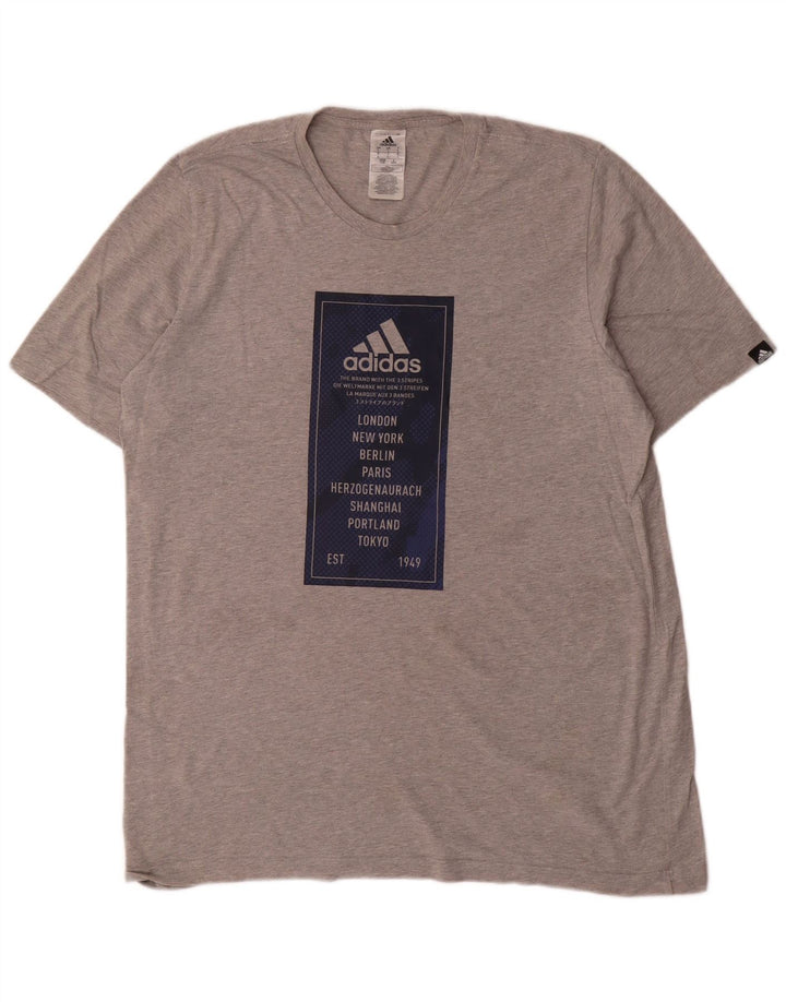 Мужская футболка с рисунком Adidas, большая серая