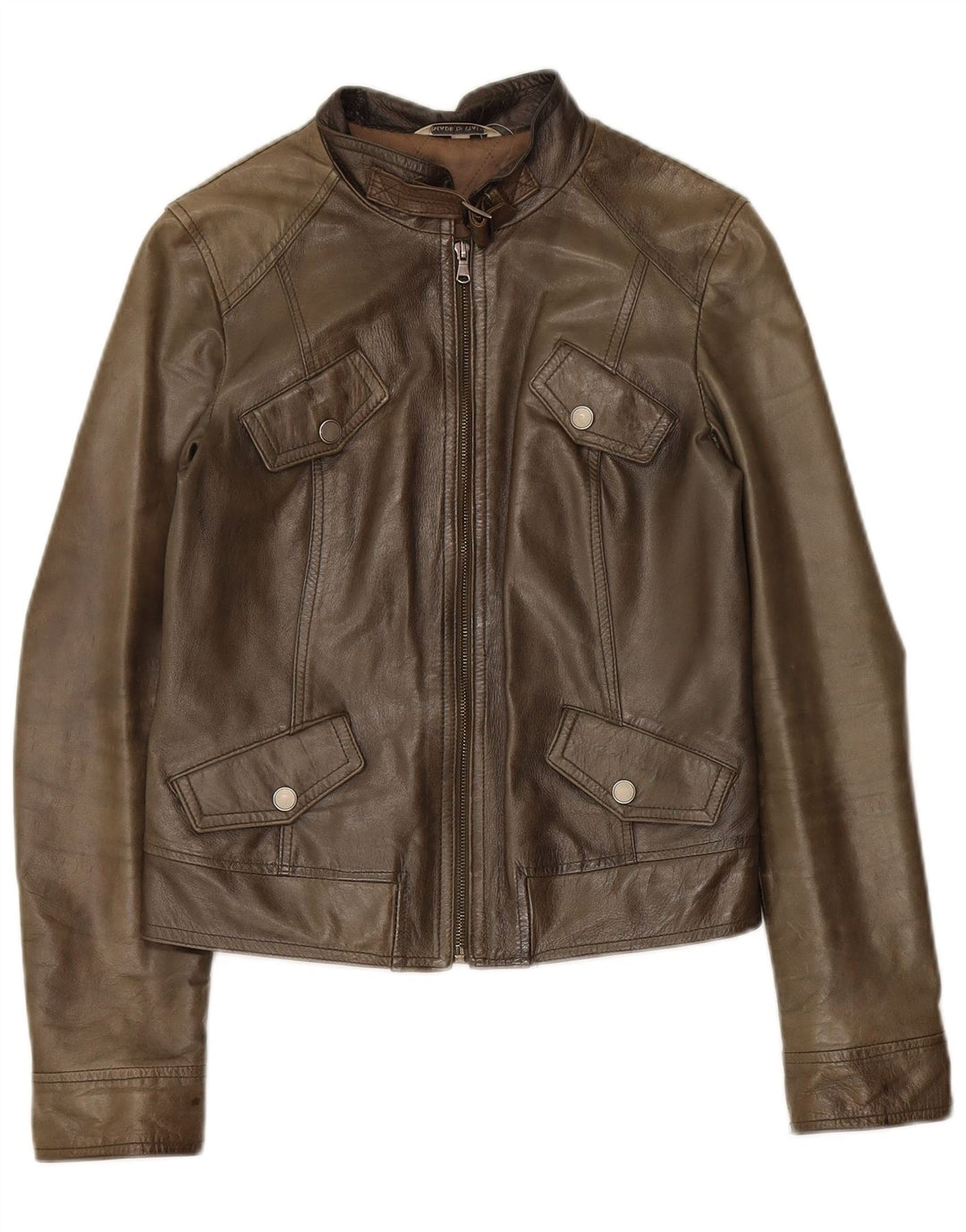 Винтажная женская кожаная куртка IT 42 Medium Khaki Leather