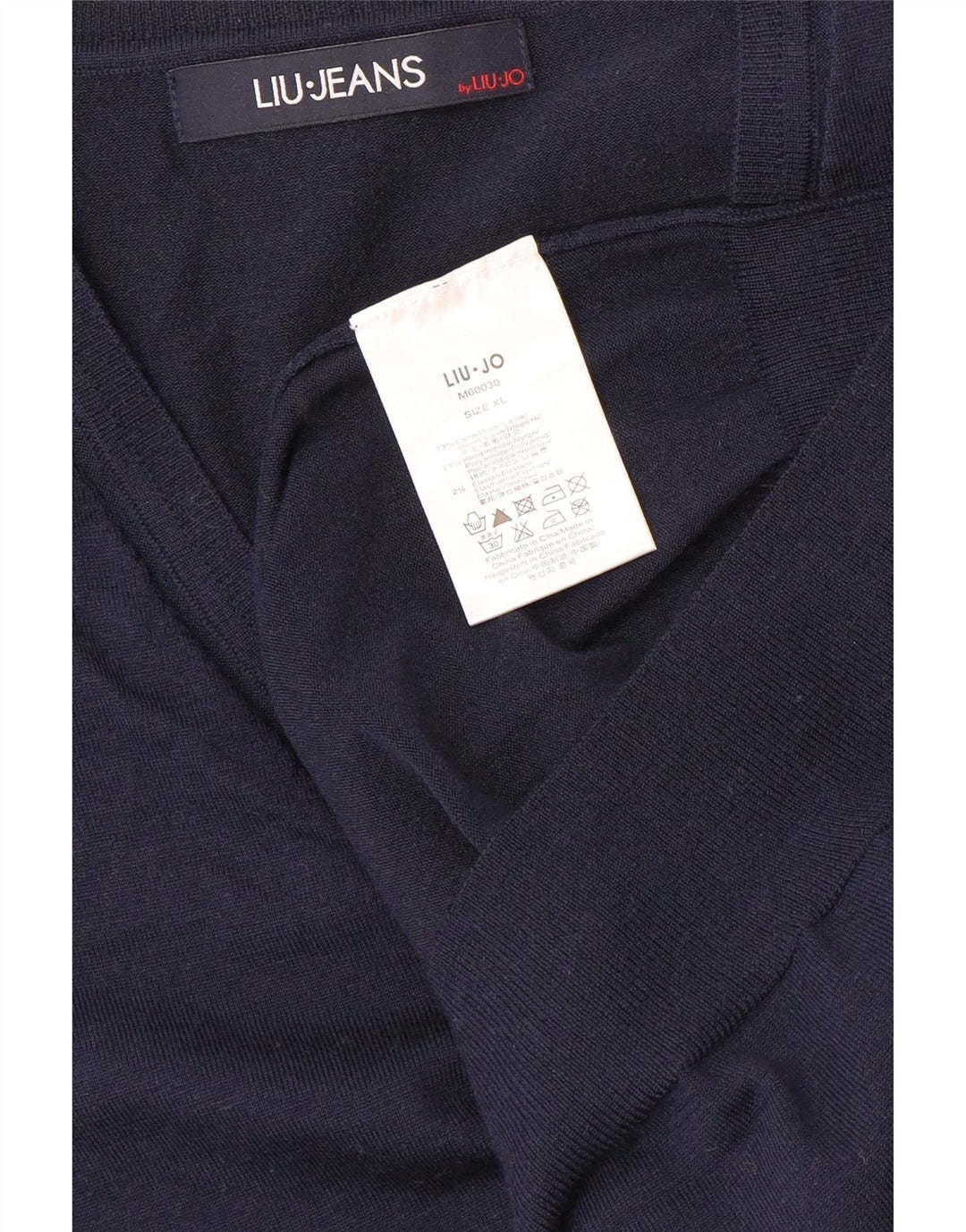 Женский джемпер с v-образным вырезом LIU JO, Великобритания 18 XL, темно-синий, шерсть