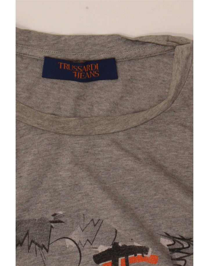 Мужская футболка с рисунком Trussardi Jeans, маленькая, серая