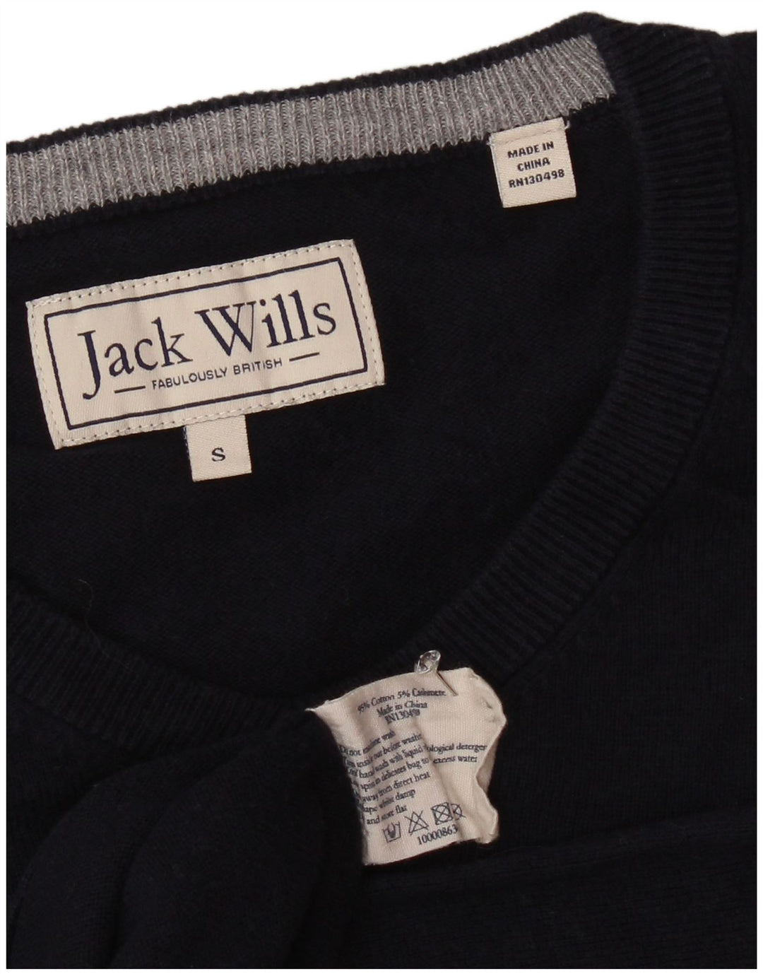 JACK WILLS Мужской джемпер с v-образным вырезом, маленький темно-синий хлопковый свитер