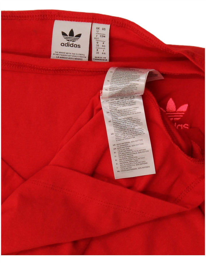 Женское мини-платье с открытыми плечами Adidas UK 12, средний красный хлопок, хлопок