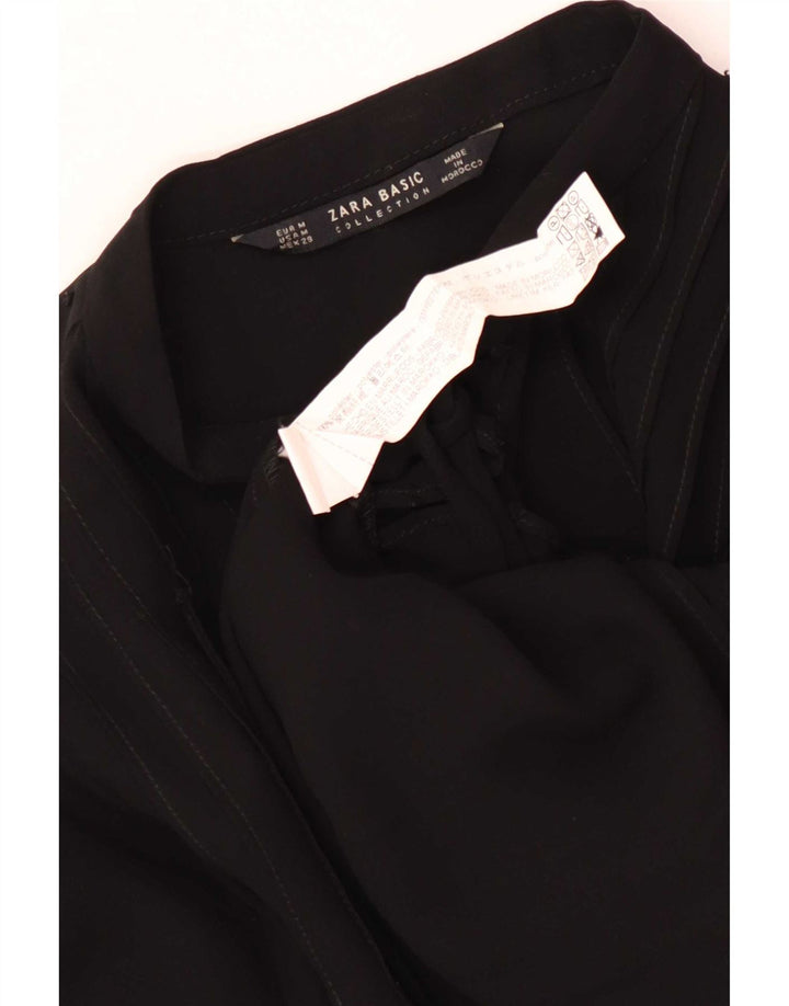 Женская блузка-рубашка оверсайз с завязкой спереди Zara UK 14, средний черный в пятнистый цвет
