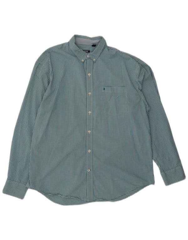 Мужская рубашка Izod, большая синяя хлопковая клетка в мелкую клетку