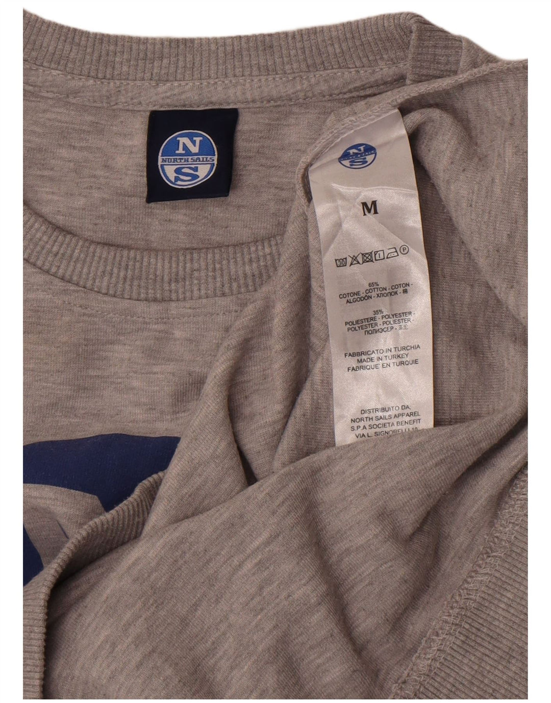 Мужской свитшот North Sails с графическим рисунком, хлопковый джемпер среднего серого цвета в крапинку