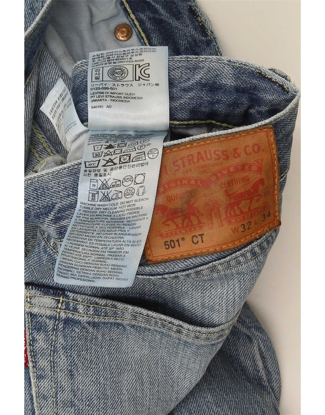 Мужские прямые джинсы Levi's 501 W32 L31 синие, хлопок