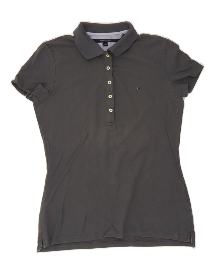 TOMMY HILFIGER Womens Polo Shirt UK 12 Medium Grey Cotton Vintage Tommy Hilfiger and Second-Hand Tommy Hilfiger from Messina Hembry 