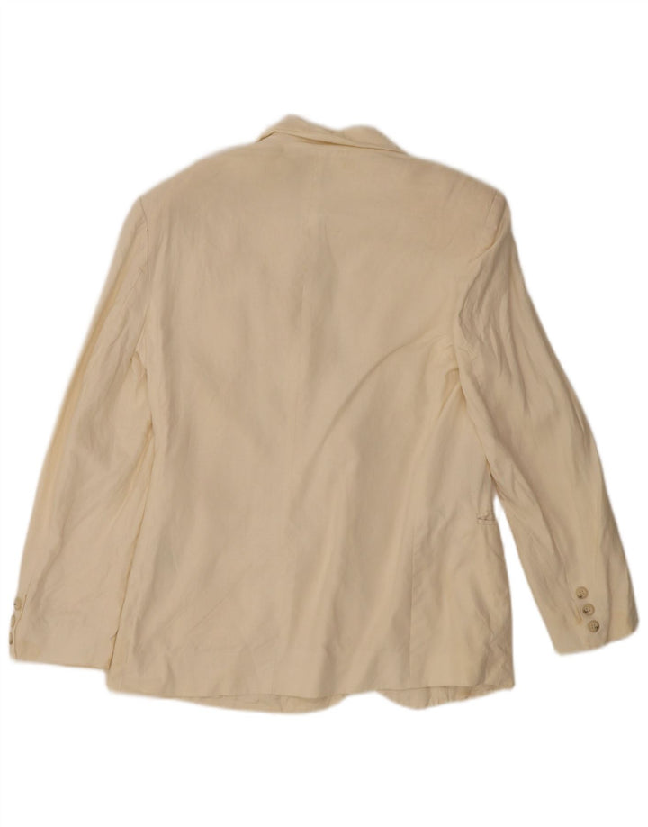 Benetton Женский пиджак на 2 пуговицах IT 44 Medium Off White Linen