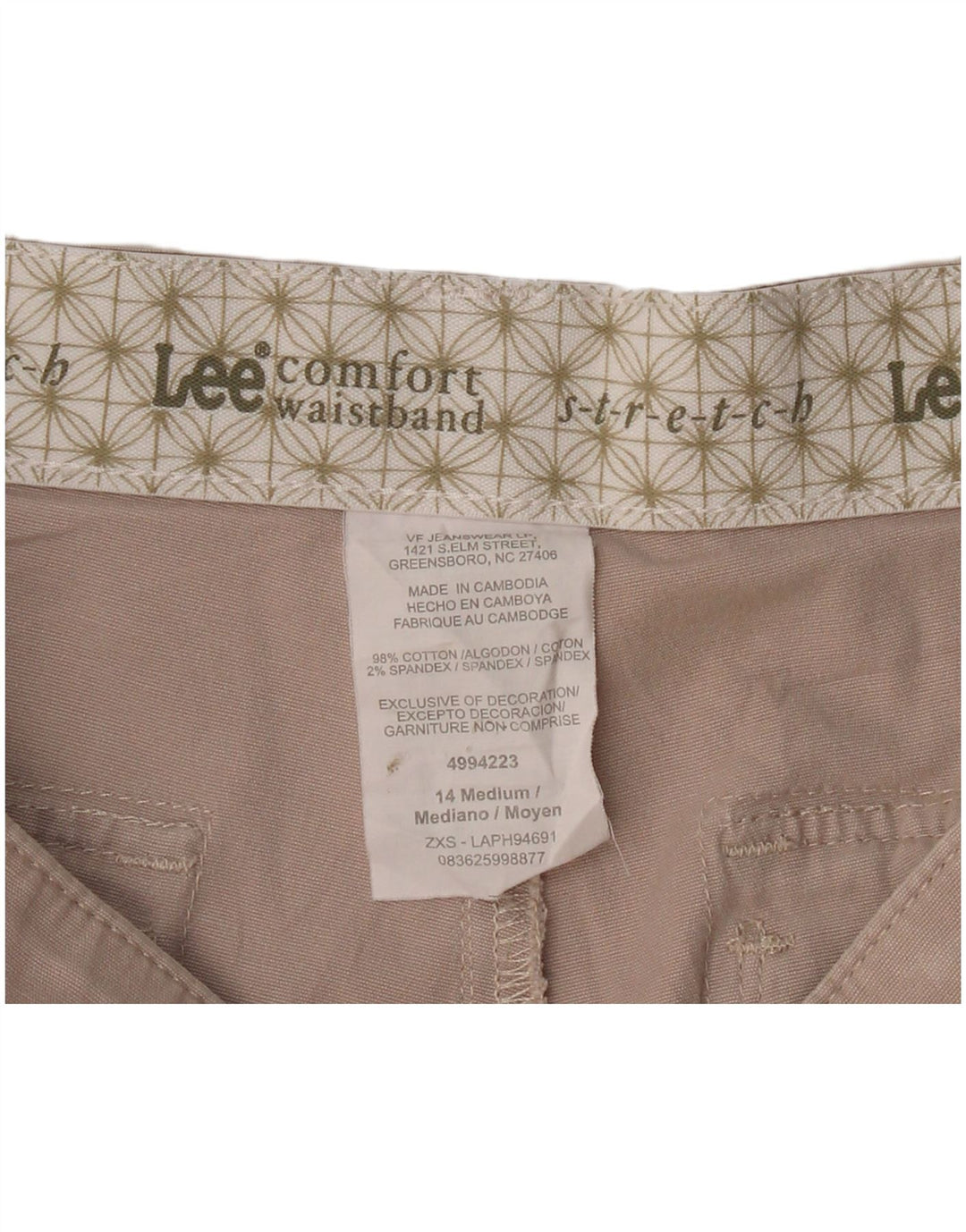 LEE Womens Cargo Capri Trousers US 14 XL W36 L21 Beige Cotton