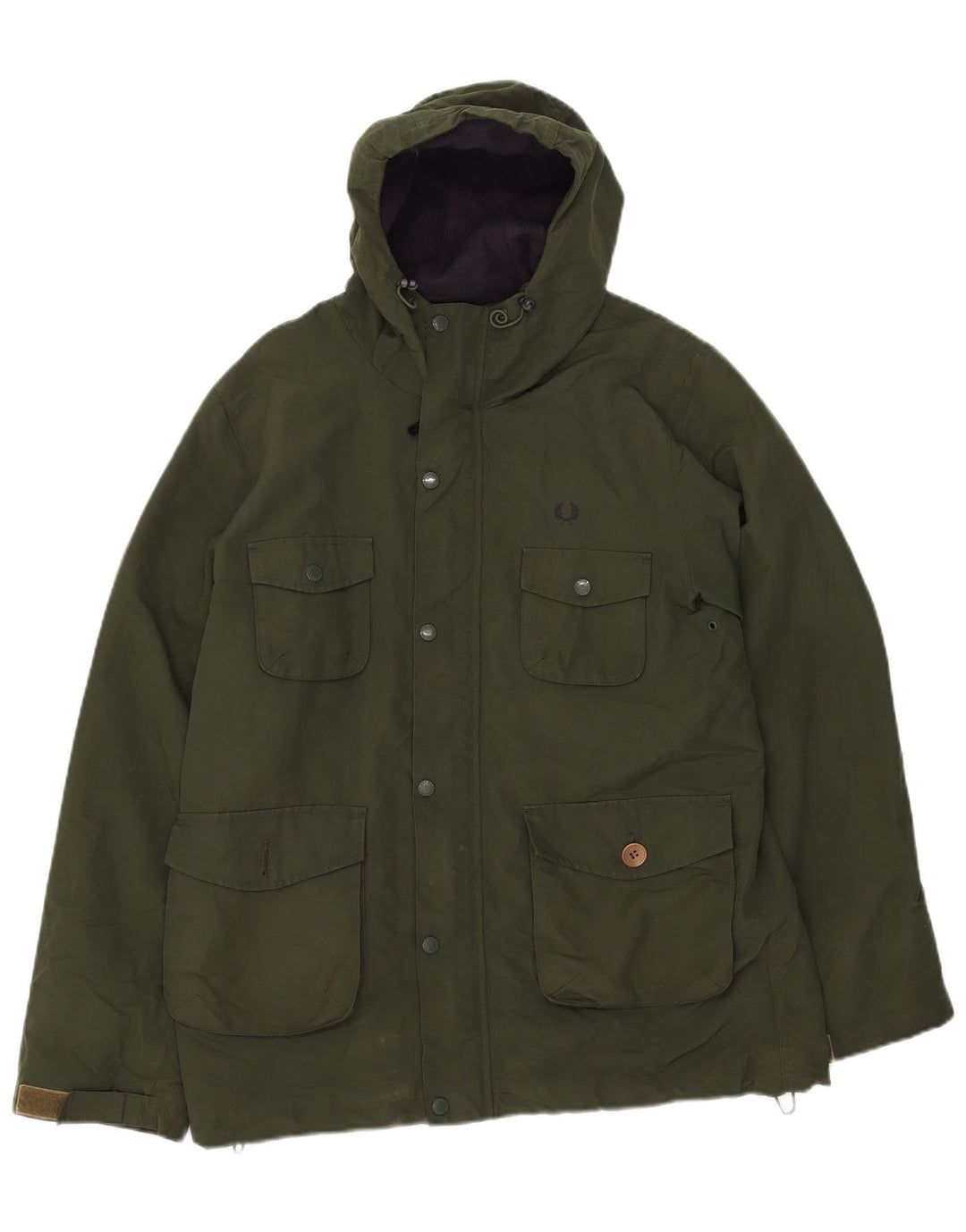 Мужская ветровка с капюшоном Fred Perry UK 38, средний зеленый нейлон