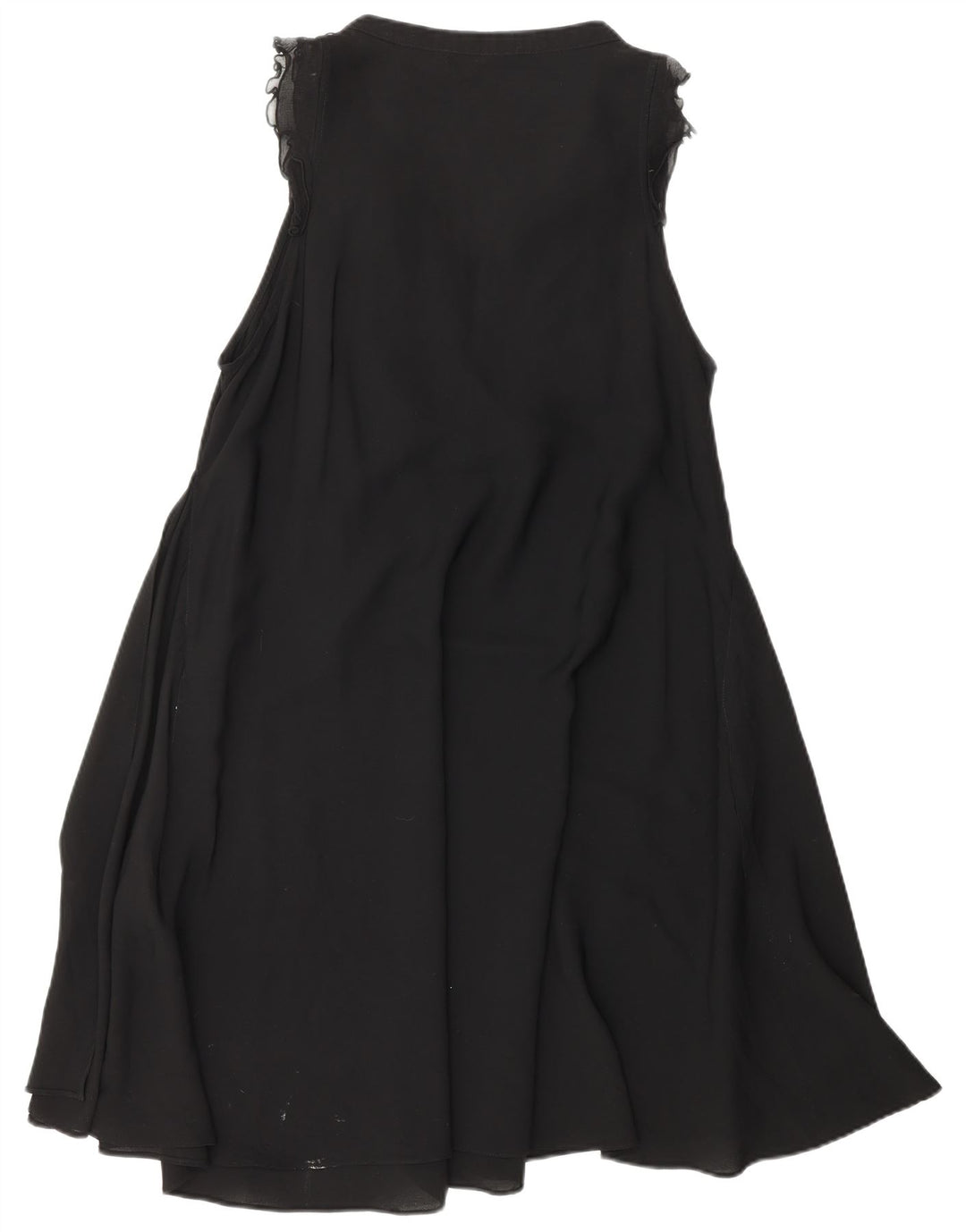 ZARA Womens Ruffle Front A-Line Dress UK 18 XL Black Polyester