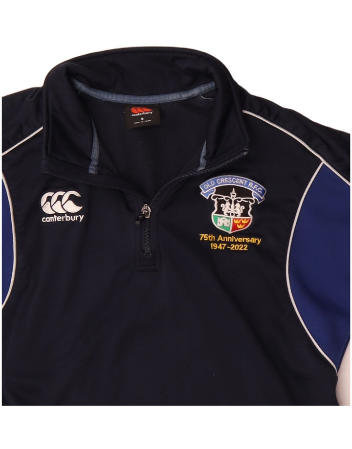 Мужской пуловер с воротником на молнии Canterbury, спортивный костюм, маленький темно-синий, с цветными блоками