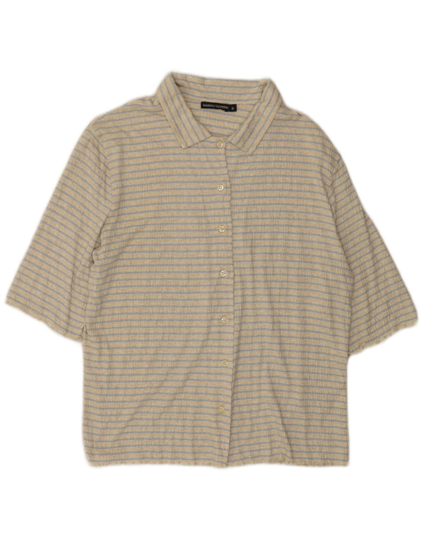 Женская блузка-рубашка с коротким рукавом Marina Yachting UK 14, средний бежевый в полоску