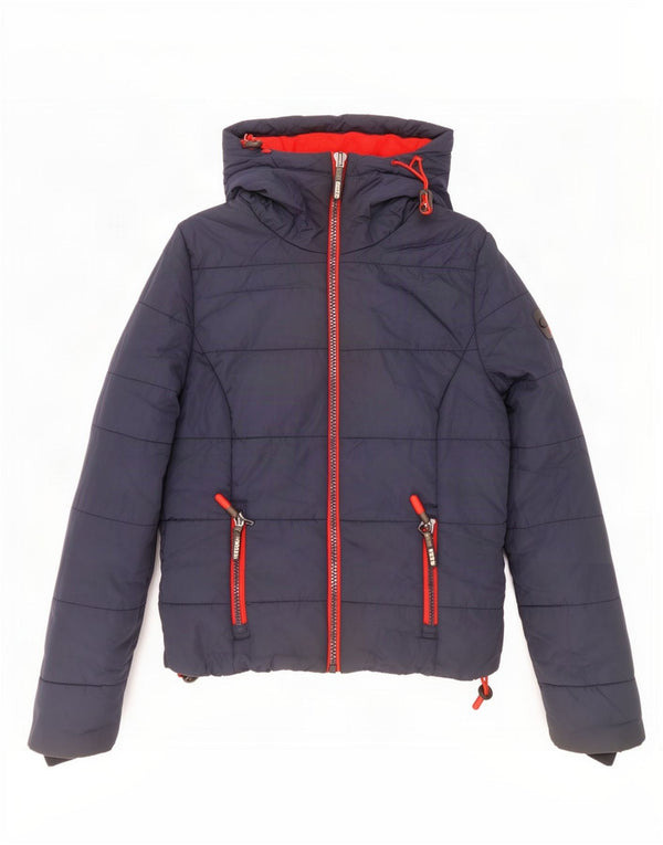 Женская утепленная куртка с капюшоном Superdry UK 6 XS Темно-синий полиэстер