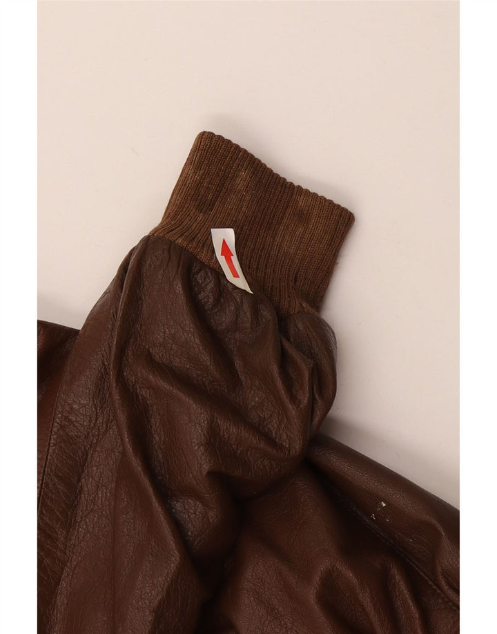 Винтажная мужская кожаная куртка UK 38 среднего коричневого цвета