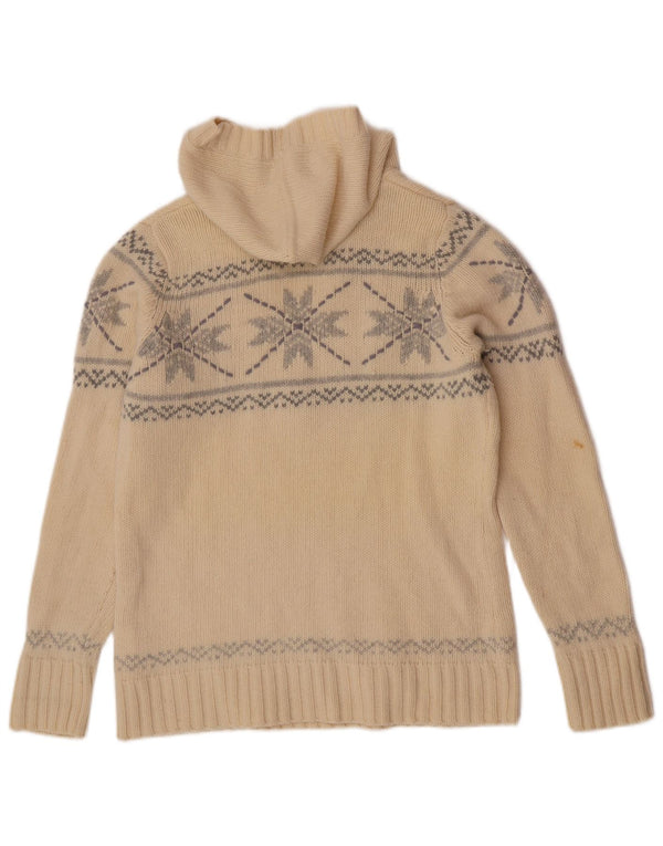 Женский свитер с капюшоном Esprit UK 20 2XL Off White Fair Isle из овечьей шерсти