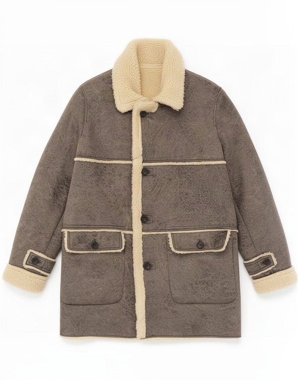 Мужское пальто из шерпы Zara UK 44 2XL серое