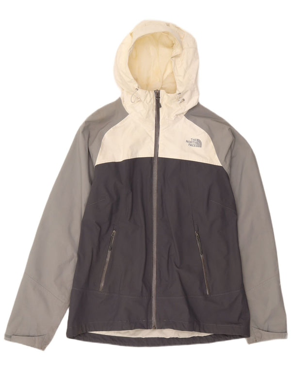 Женская дождевик с капюшоном Hugo Boss UK 16, большой серый нейлон с цветными блоками