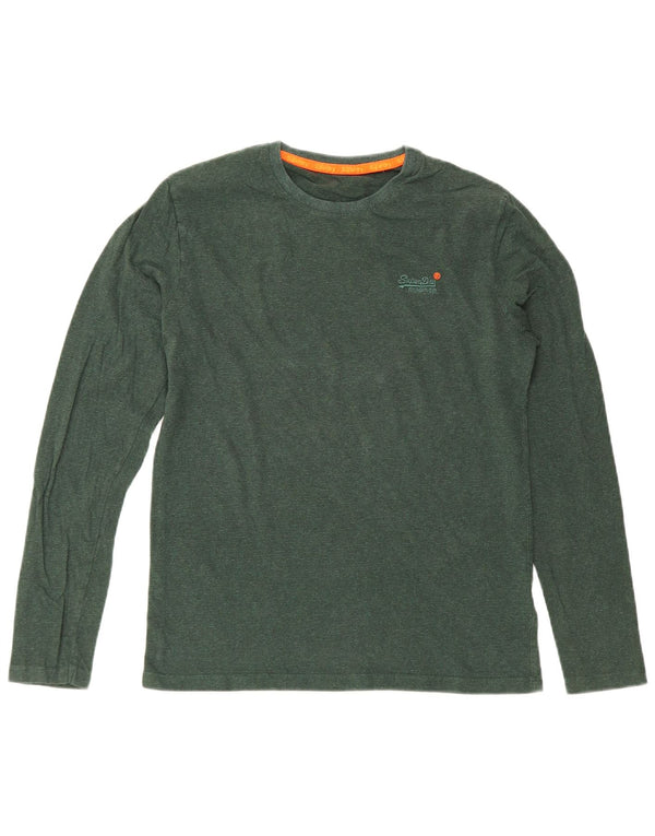 Мужской топ Superdry с длинным рукавом, маленький зеленый хлопок