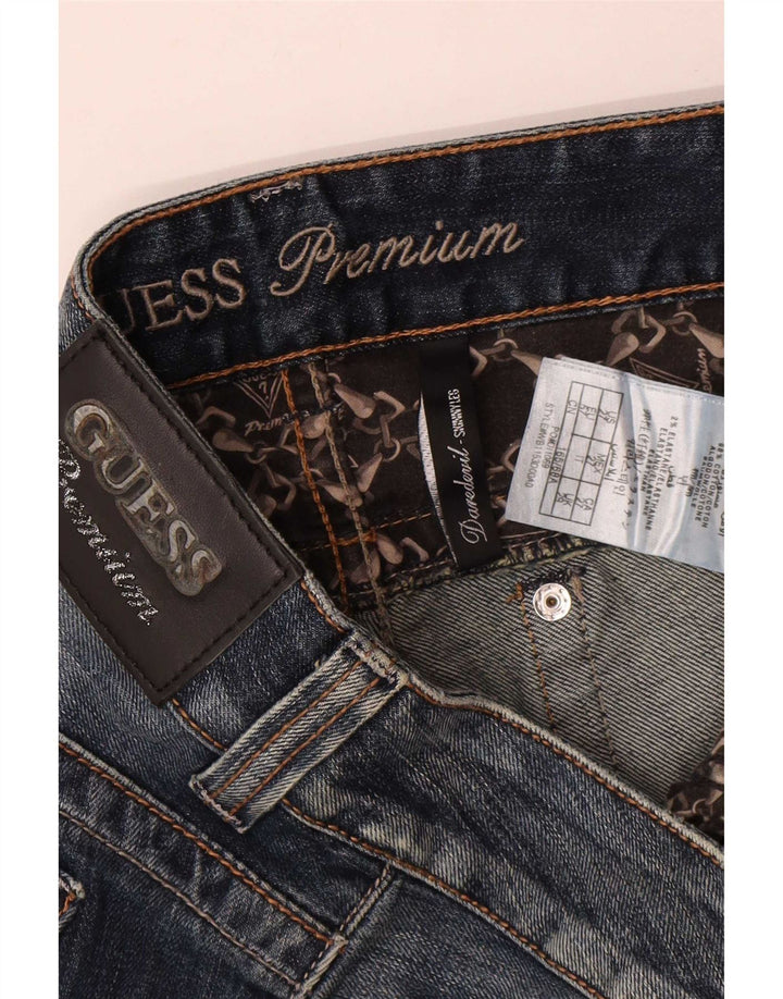 Guess Женские потертые узкие джинсы W29 L32 Синие хлопковые