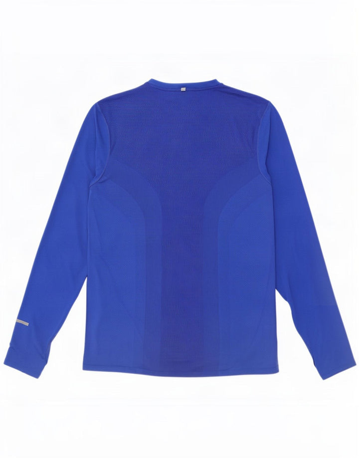 Мужской топ Nike Dri Fit с длинным рукавом, средний синий полиэстер