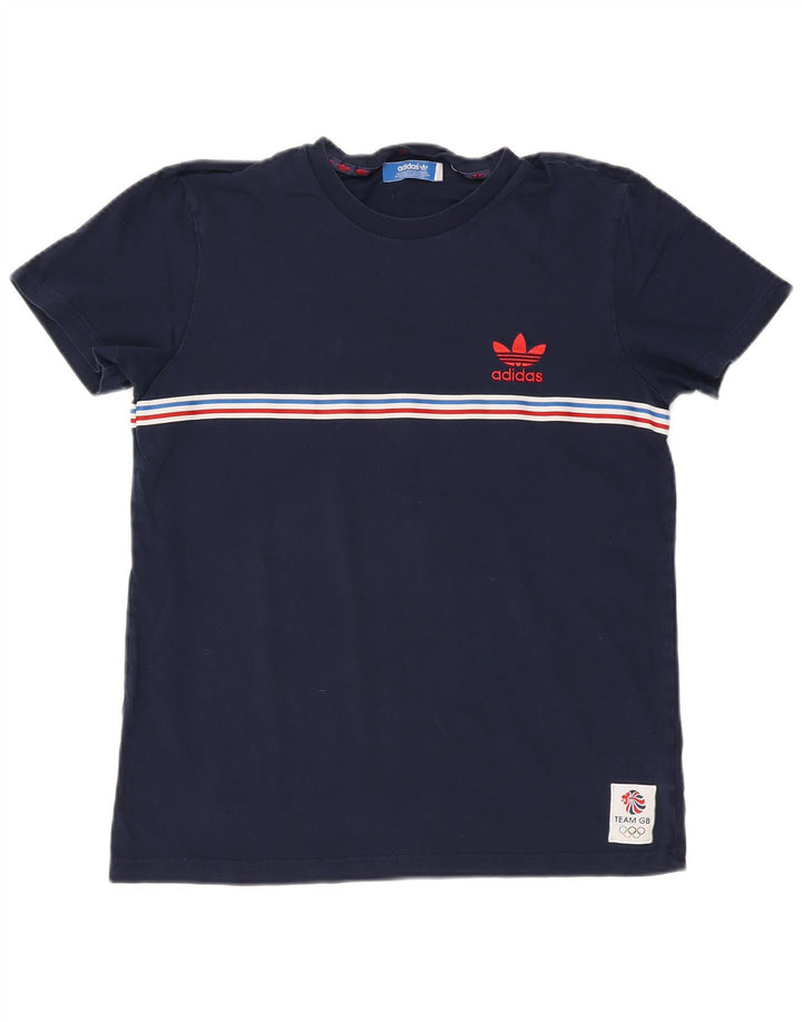Adidas Мужская футболка Top Medium Темно-синяя полоска из хлопка