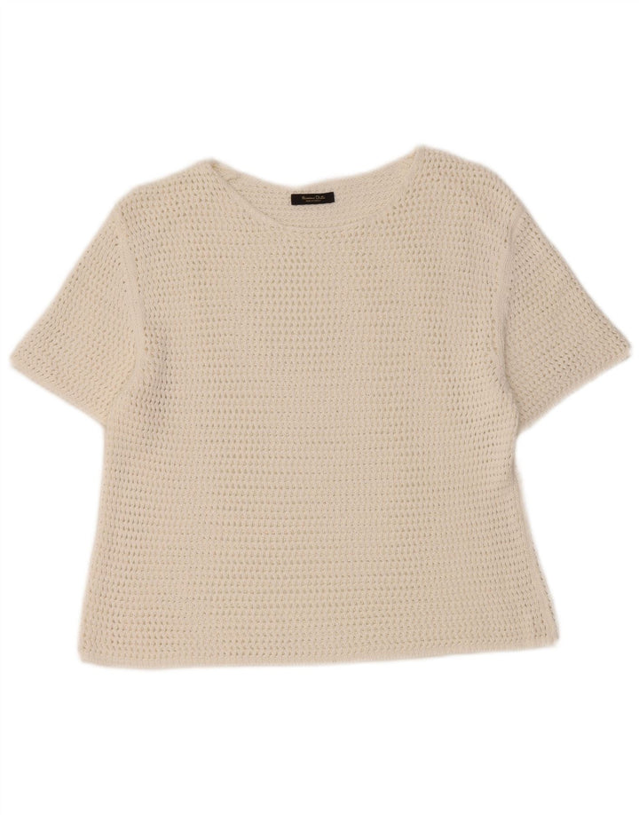 Женская укороченная блузка крючком Massimo Dutti UK 12, средний белый