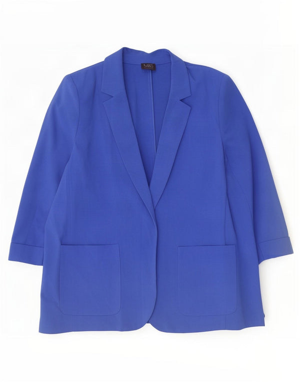 Женский открытый пиджак с рукавами 3/4 Marks & Spencer UK 20 2XL синий