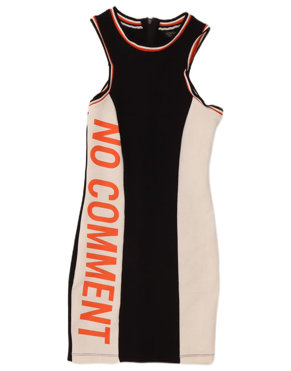 Topshop Womens Graphic Sleeveless Sheath Dress UK 8 Small Black Colourblock