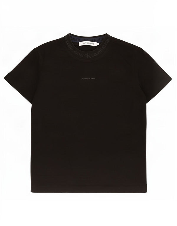 Женская укороченная футболка с рисунком Calvin Klein Top UK 10, маленький черный хлопок