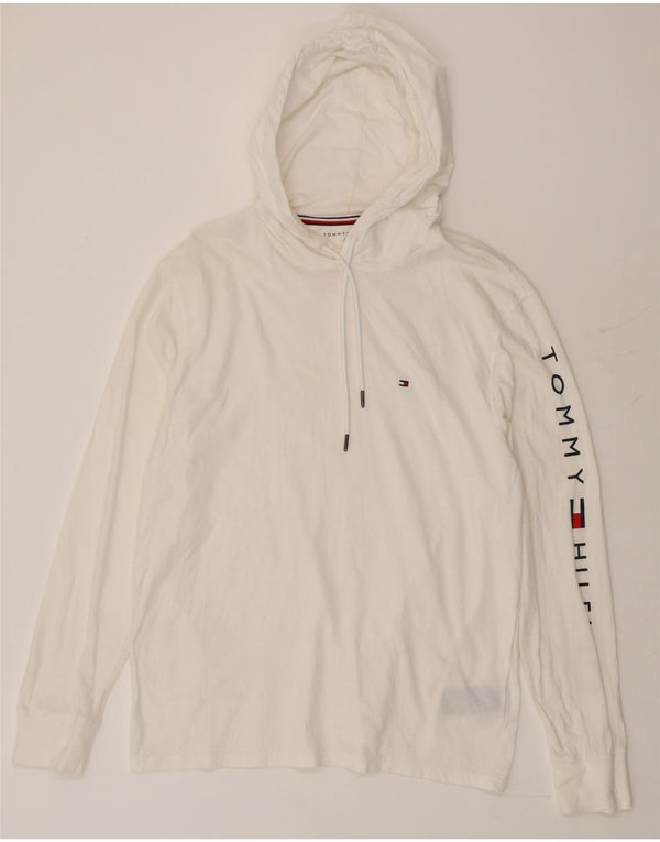 Tommy Hilfiger Мужской джемпер с капюшоном с рисунком, большой белый хлопок, хлопок