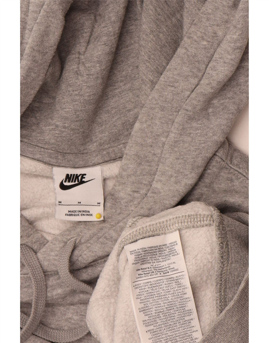 Мужской джемпер с капюшоном Nike среднего серого цвета, хлопок с крапинками