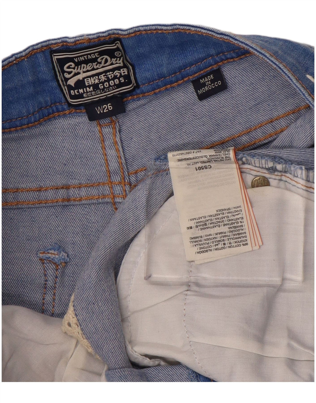 SUPERDRY Женские джинсовые шорты W26, маленькие синие, хлопок