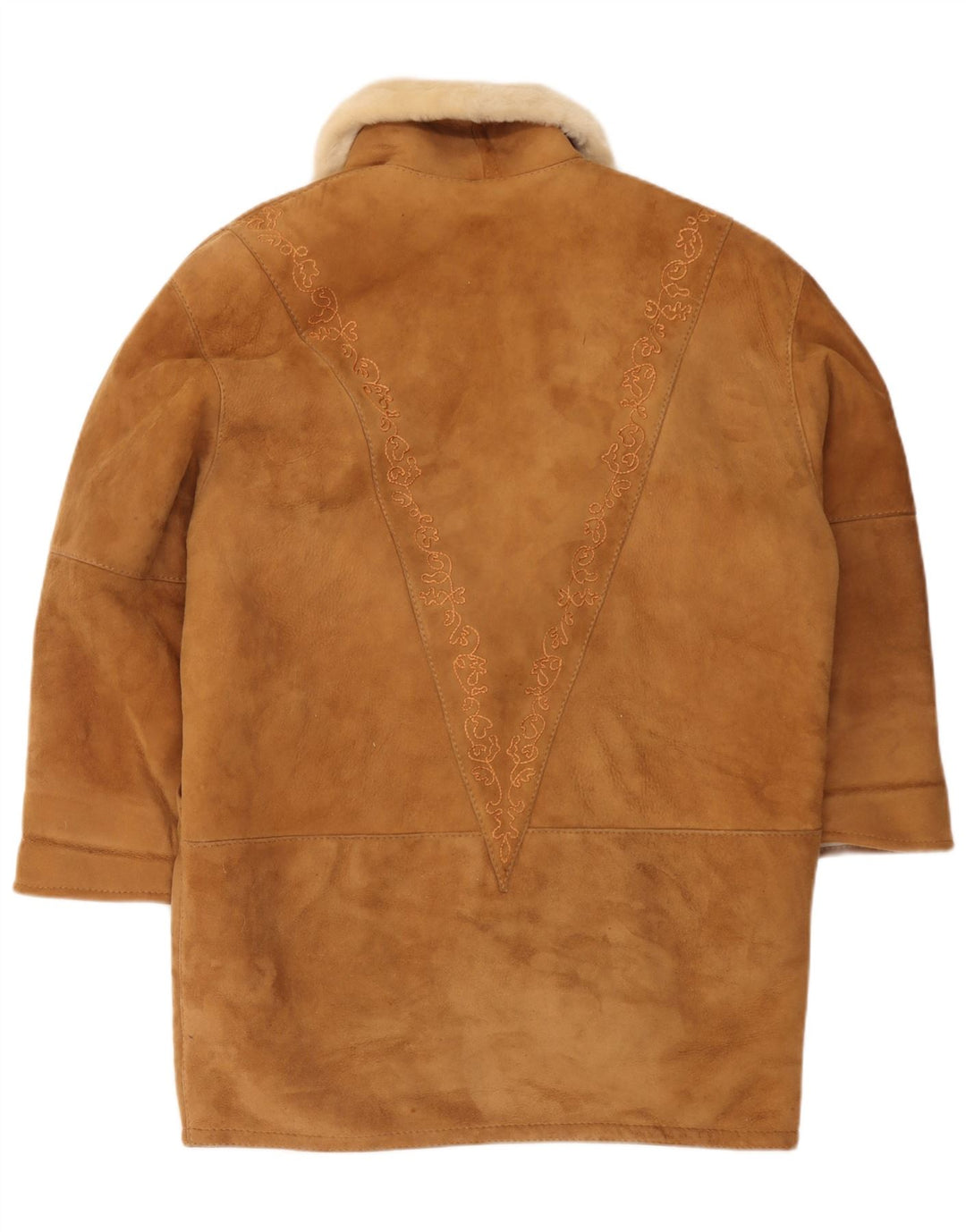 Винтажная женская дубленка оверсайз IT 44 Medium Brown Shearling