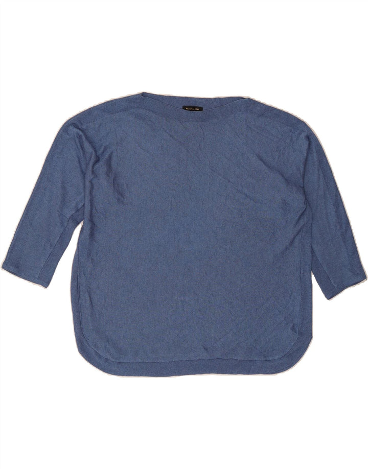 MASSIMO DUTTI Womens Boat Neck Jumper Sweater UK 14 Medium Navy Blue Vintage Massimo Dutti and Second-Hand Massimo Dutti from Messina Hembry 
