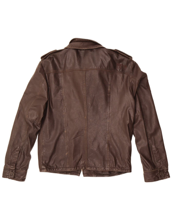 Мужская кожаная куртка Superdry в стиле милитари UK 42 XL Коричневая кожа