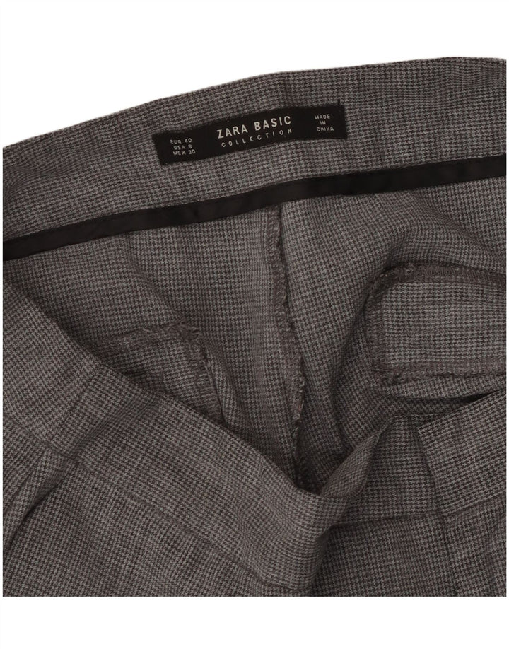 Женские прямые брюки чинос Zara EU 40 Medium W30 L27 Серые с узором "гусиные лапки"
