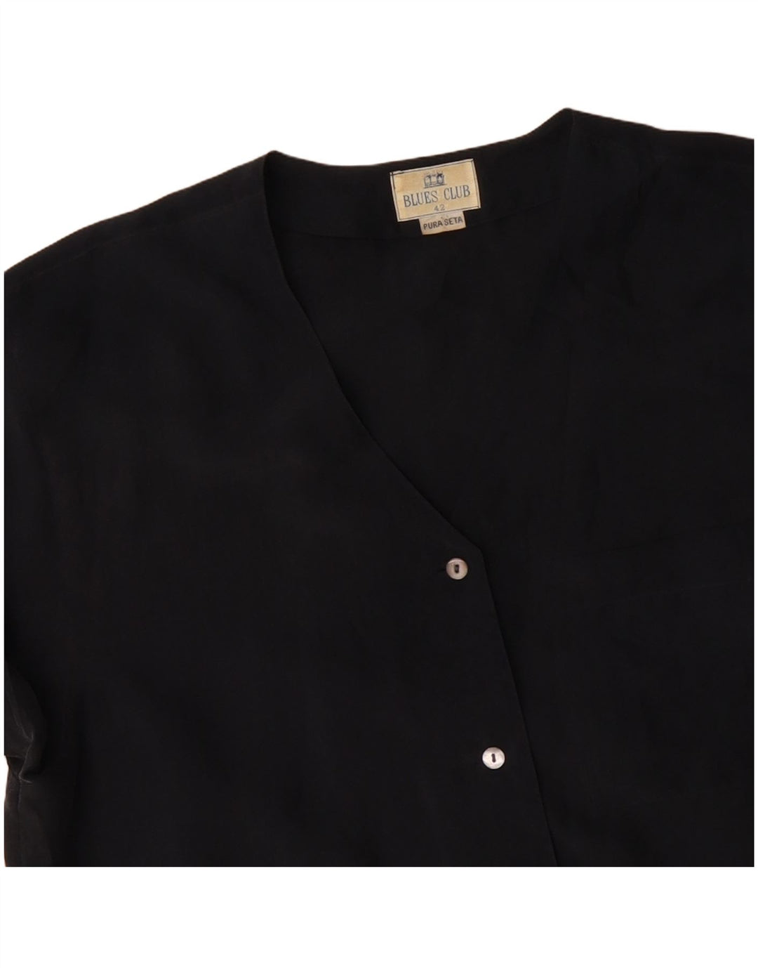 Женская блузка-рубашка с коротким рукавом BLUE CLUB IT 42, средний черный шелк